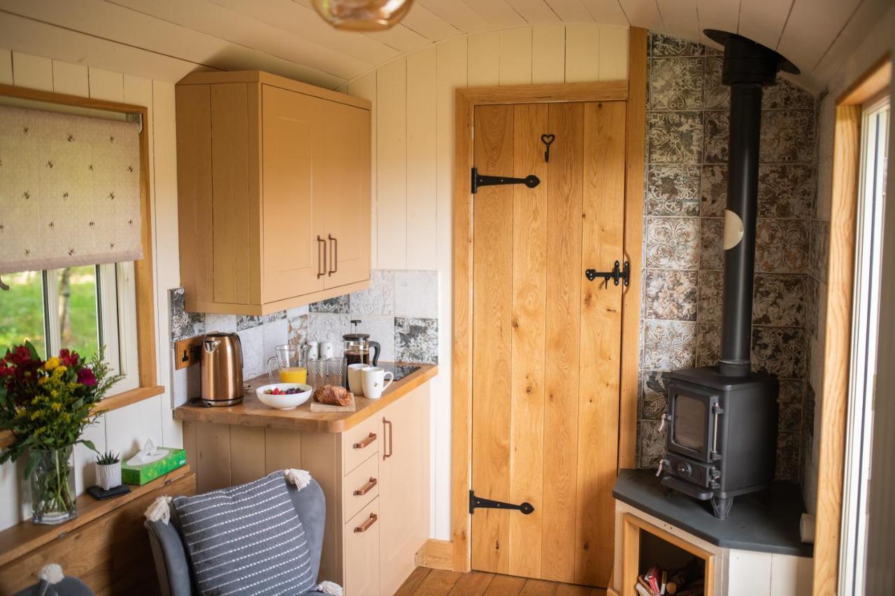 Harrys Hideout - Shepherd'S Huts At Harrys Cottages Pen-y-Clawdd Exteriör bild
