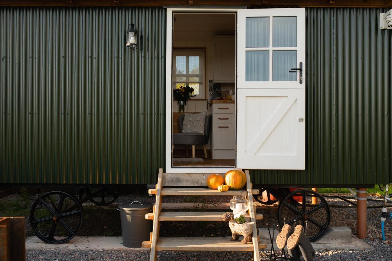 Harrys Hideout - Shepherd'S Huts At Harrys Cottages Pen-y-Clawdd Exteriör bild