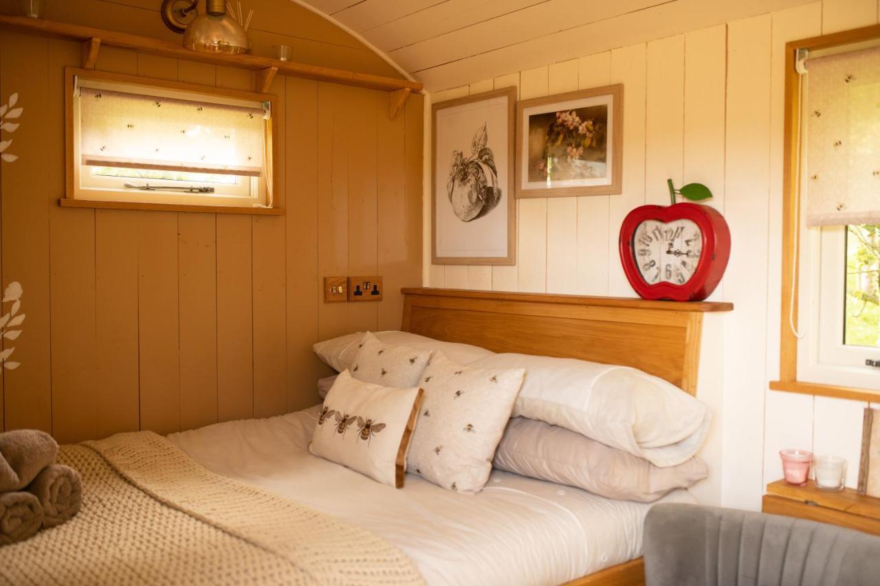 Harrys Hideout - Shepherd'S Huts At Harrys Cottages Pen-y-Clawdd Exteriör bild