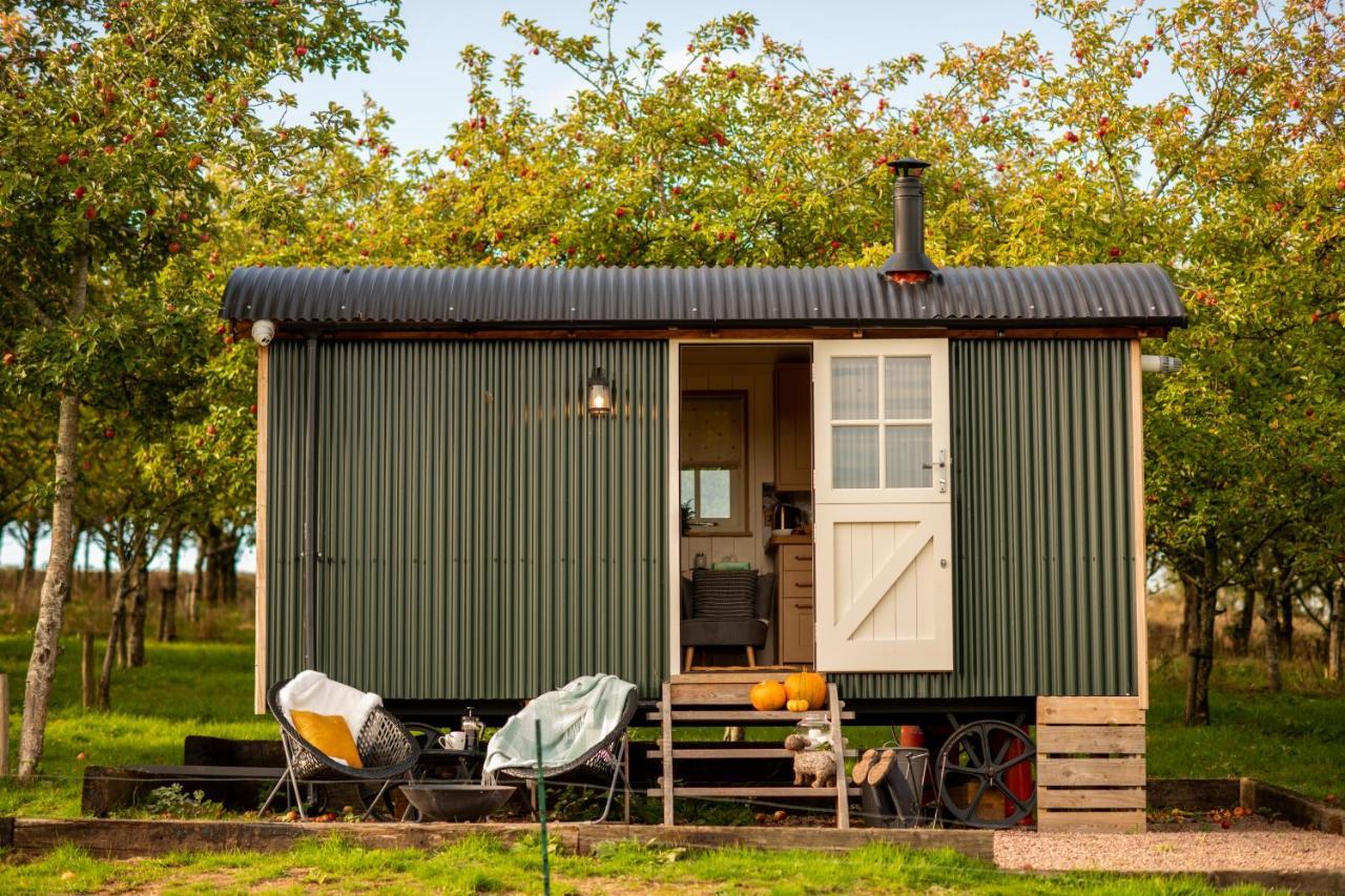 Harrys Hideout - Shepherd'S Huts At Harrys Cottages Pen-y-Clawdd Exteriör bild